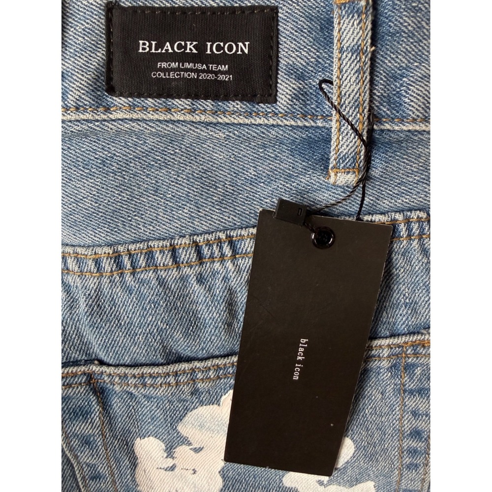 Black Icon Floral Print‎ Jeans Size 32 NWT Straight Leg Denim - Picture 7 of 8